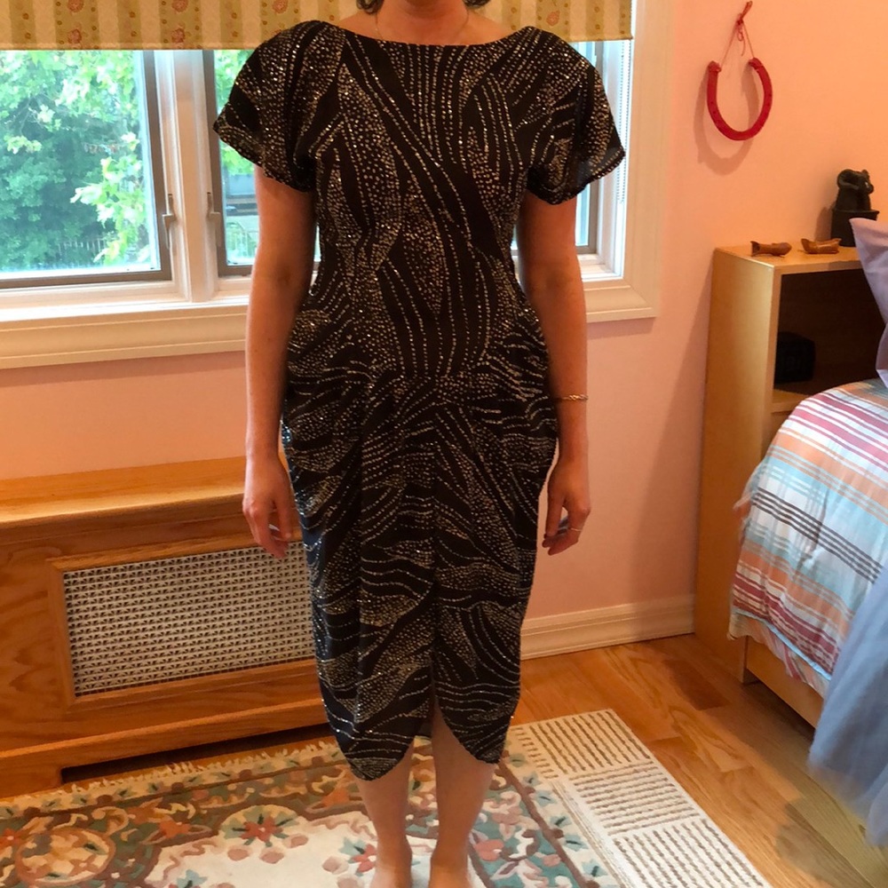 Vintage Hearts size 9 juniirs shiny black dress